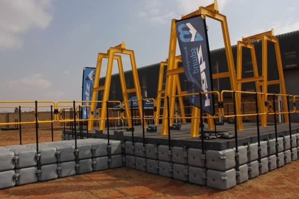 FRP grating access walkway at water pump facility