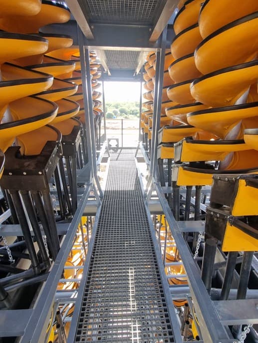 FRP grating walkways at Harmony mining spiral concentrators