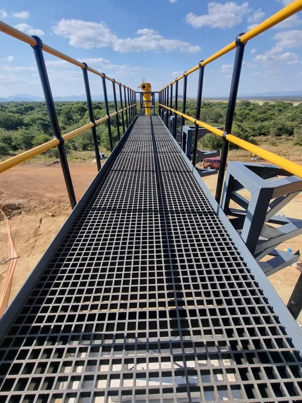 FRP grating installation at mining site